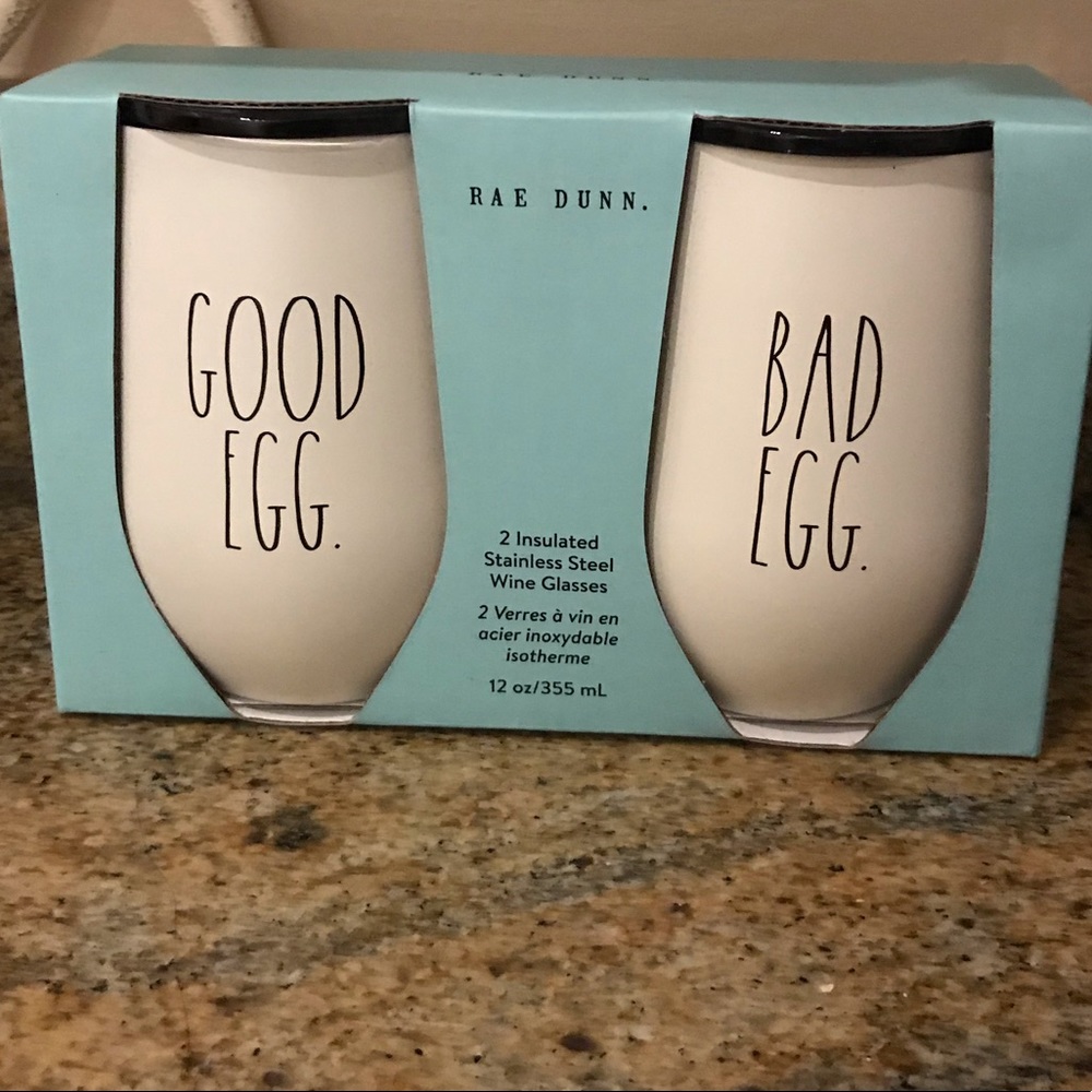 Rae Dunn Insulated Good/Bad Egg 12oz Set